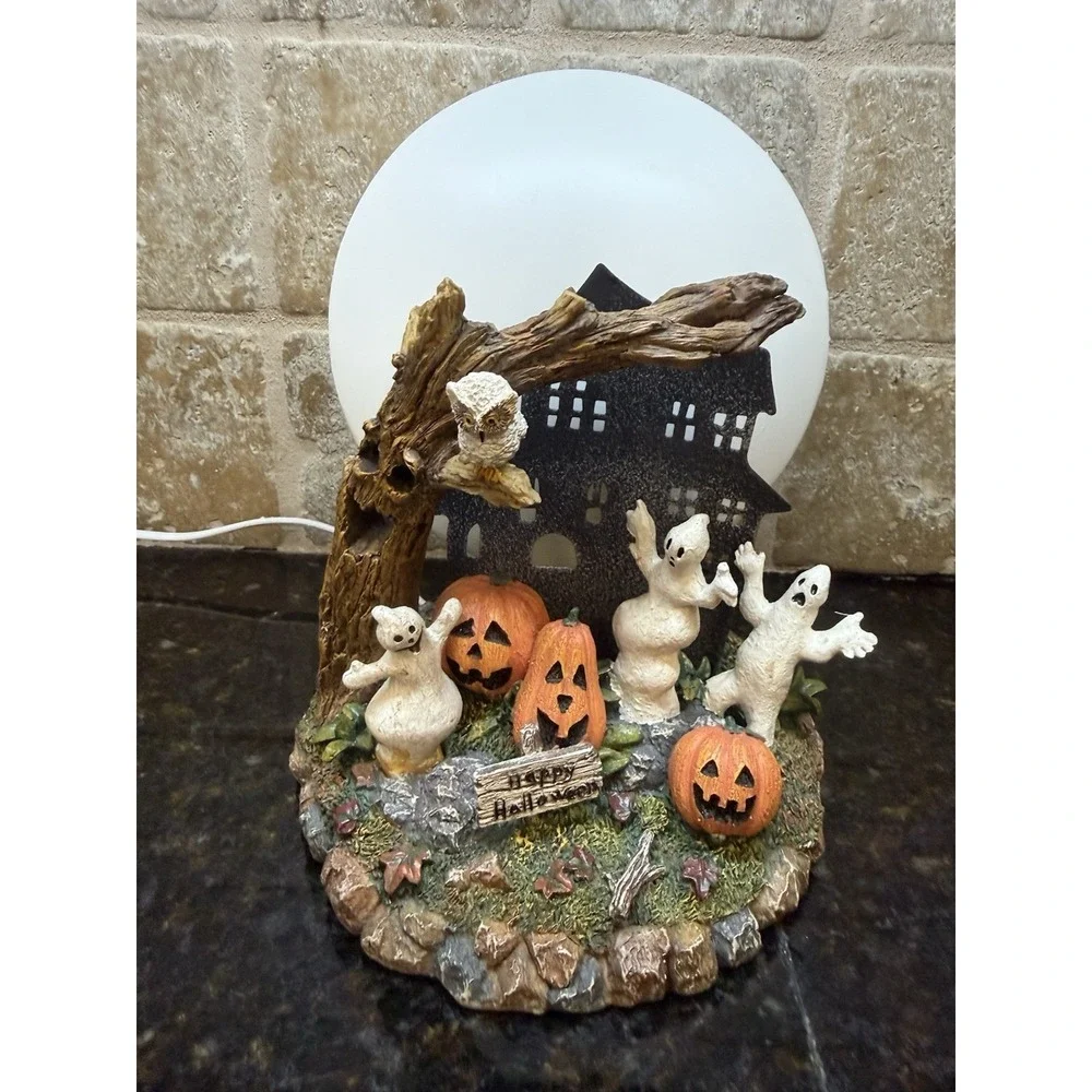 Cracker Barrel Halloween Ghost Spooky Light Scene Shadow Caster Table‎ Lamp Box